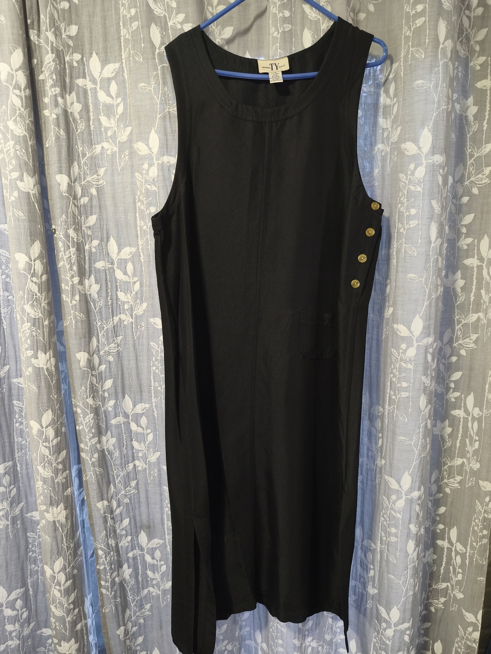 TY Black Sleeveless Shift Dress with Side Button Detail C1(11)